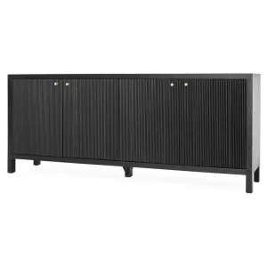 Claudia Teak Timber 4 Door Sideboard, 200cm, Black by Ambience Interiors, a Sideboards, Buffets & Trolleys for sale on Style Sourcebook