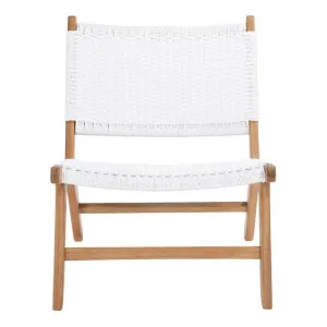 Zac Teak Timber & Close Woven Cord Indoor / Outdoor Lounge Chair, White / Natural by Ambience Interiors, a Chairs for sale on Style Sourcebook