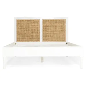 Saman Timber & Rattan Platform Bed, Double, White by Ambience Interiors, a Beds & Bed Frames for sale on Style Sourcebook