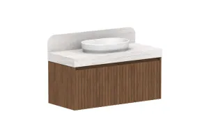 Harper 1135 Centre Bowl Vanity, Wall Hung, Florentine Walnut by ADP, a Vanities for sale on Style Sourcebook