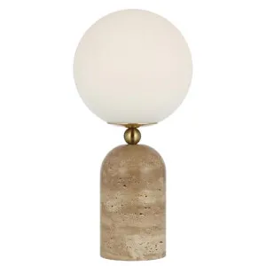 Gina Travertine Base Table Lamp, Beige / Opal by Telbix, a Table & Bedside Lamps for sale on Style Sourcebook