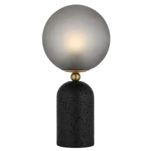 Gina Travertine Base Table Lamp, Black / Smoke by Telbix, a Table & Bedside Lamps for sale on Style Sourcebook