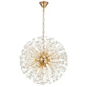 Lerida Crystal Glass & Iron Round Pendant Light, 9 Light by Telbix, a Pendant Lighting for sale on Style Sourcebook
