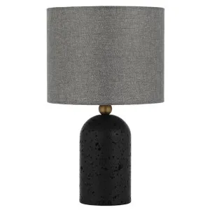 Livia Travertine Base Table Lamp, Black / Dark Grey by Telbix, a Table & Bedside Lamps for sale on Style Sourcebook