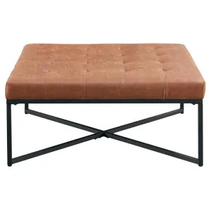 Collserola Leather Look Fabric & Steel Square Ottoman, Buff by Dodicci, a Ottomans for sale on Style Sourcebook