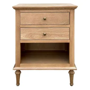Emmerson II Oak Timber 2 Drawer Side Table, Natural Oak by Manoir Chene, a Bedside Tables for sale on Style Sourcebook
