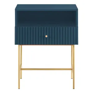 Lucia Slender Fluted Bedside Tabel, Blue / Gold by Modish, a Bedside Tables for sale on Style Sourcebook