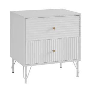Lisa Wavy Fluted Bedside Table, White by Modish, a Bedside Tables for sale on Style Sourcebook