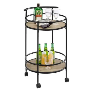 Carlly Metal Bar Cart, Black / Natural by Modish, a Sideboards, Buffets & Trolleys for sale on Style Sourcebook