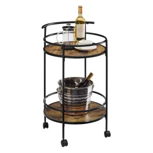 Carlly Metal Bar Cart, Black / Rustic Oak by Modish, a Sideboards, Buffets & Trolleys for sale on Style Sourcebook