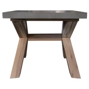 Paxton Concrete & Acacia Timber Trestle Lamp Table, Grey Top by Dodicci, a Side Table for sale on Style Sourcebook