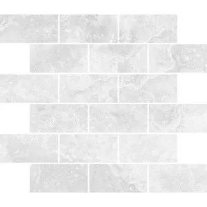 Pompeii Travertine Brick Cenere Silk Tumbled Edge Mosaic Tile by Beaumont Tiles, a Mosaic Tiles for sale on Style Sourcebook