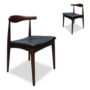 Set of 2 - Henrik Dining Chair - Dark Brown with Black Seat by Interior Secrets - AfterPay Available by Interior Secrets, a Dining Chairs for sale on Style Sourcebook