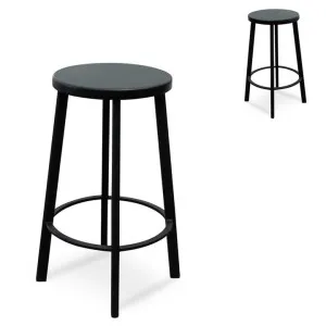 Set of 2 - James 65cm Timber Seat Bar Stool - Black by Interior Secrets - AfterPay Available by Interior Secrets, a Bar Stools for sale on Style Sourcebook