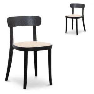 Set of 2 - Orval Rattan Dining Chair - Black with Natural Seat by Interior Secrets - AfterPay Available by Interior Secrets, a Dining Chairs for sale on Style Sourcebook