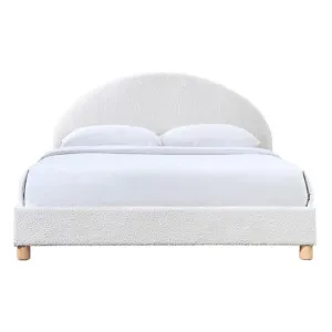 Archie Boucle Fabric Platform Bed, Queen, White by Room Life, a Beds & Bed Frames for sale on Style Sourcebook