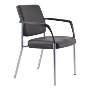 Buro Lindis PU Leather Guest Armchair, Black / Silver by Buro Seating, a Chairs for sale on Style Sourcebook