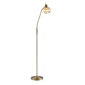 Marbell Iron & Glass Floor Lamp, Antique Brass / Amber by Telbix, a Floor Lamps for sale on Style Sourcebook