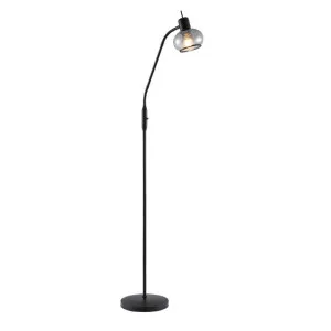 Marbell Iron & Glass Floor Lamp, Black / Smoke by Telbix, a Floor Lamps for sale on Style Sourcebook