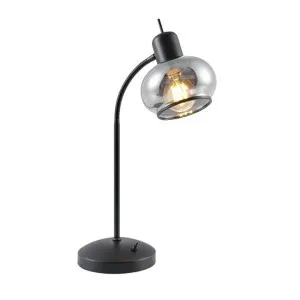 Marbell Iron & Glass Adjustable Desk Lamp, Black / Smoke by Telbix, a Desk Lamps for sale on Style Sourcebook