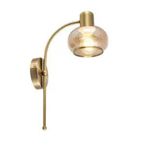Marbell Iron & Glass Wall Light, Antique Brass / Amber by Telbix, a Wall Lighting for sale on Style Sourcebook