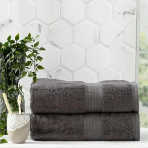 Renee Taylor Stella 2 Pack Charcoal Bath Sheet by null, a Towels & Washcloths for sale on Style Sourcebook