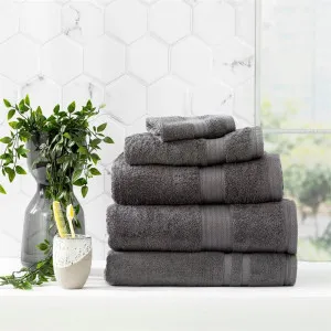 Renee Taylor Stella 5 Piece Charcoal Towel Pack by null, a Towels & Washcloths for sale on Style Sourcebook