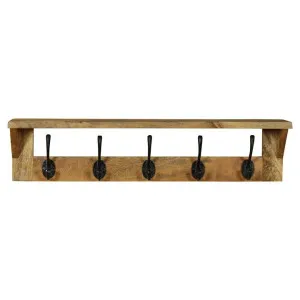 Reva Mango Wood & Metal Wall Hook, Natural by Fobbio Home, a Wall Shelves & Hooks for sale on Style Sourcebook