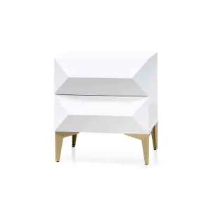 Luke Bedside Table - White with Gold Legs by Calibre Furniture, a Bar Stools for sale on Style Sourcebook