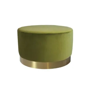 Milan Velvet Ottoman - Olive by Darcy & Duke, a Ottomans for sale on Style Sourcebook