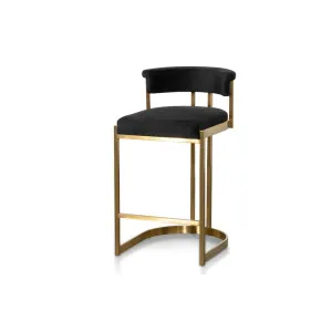 Aston Gold Bar Stool - Black Velvet by Calibre Furniture, a Bar Stools for sale on Style Sourcebook