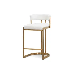Aston Gold Bar Stool - Ivory White Boucle by Calibre Furniture, a Bar Stools for sale on Style Sourcebook