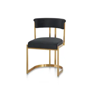 Aston Gold Dining Chair - Black Velvet by Calibre Furniture, a Bar Stools for sale on Style Sourcebook