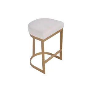 Brooke Brass Kitchen Stool - Natural Linen by CAFE Lighting & Living, a Bar Stools for sale on Style Sourcebook
