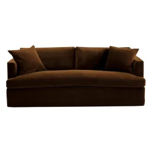 Birkshire 3 Seater Slip Cover Sofa - Dark Chocolate Velvet by CAFE Lighting & Living, a Sofas for sale on Style Sourcebook