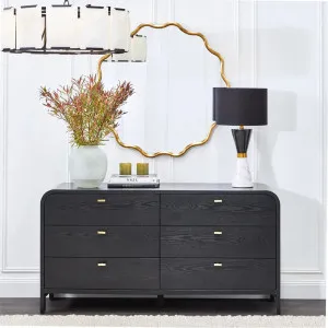 Carmen 6 Drawer Oak Chest - Black by CAFE Lighting & Living, a Cabinets, Chests for sale on Style Sourcebook