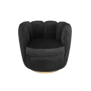 Soho Velvet Swivel Armchair - Black by Darcy & Duke, a Chairs for sale on Style Sourcebook