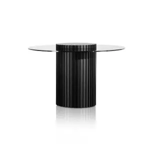 Hunter Glass Round Dining Table 1.2m - Black by Calibre Furniture, a Dining Tables for sale on Style Sourcebook
