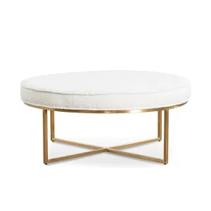Ivory White Boucle Ottoman - Brushed Gold Base by Calibre Furniture, a Ottomans for sale on Style Sourcebook