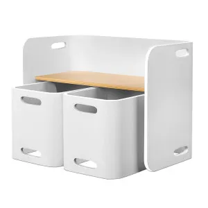 Keezi 3PCS Kids Table and Chairs Set Multifunctional Storage Desk White by Kid Topia, a Kids Desks for sale on Style Sourcebook