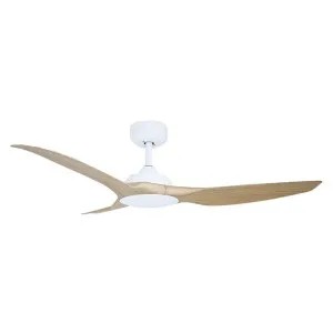 Raven Indoor / Outdoor DC Ceiling Fan, 132cm/52'', White / Oak by Vencha Lighting, a Ceiling Fans for sale on Style Sourcebook