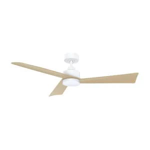 Bronte DC Ceiling Fan with CCT LED Light, 132cm/52'', White / Oak by Vencha Lighting, a Ceiling Fans for sale on Style Sourcebook