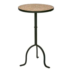 Haverick Mosaic Top Metal Round Occasional Table, Sand / Black by Florabelle, a Side Table for sale on Style Sourcebook