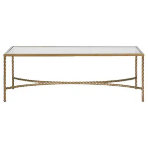 Palais Glass & Metal Coffee Table, 120cm, Gold by Florabelle, a Coffee Table for sale on Style Sourcebook