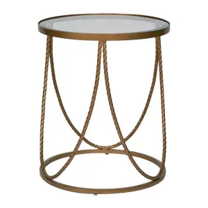 Palais Glass & Metal Round Side Table, Gold by Florabelle, a Side Table for sale on Style Sourcebook