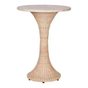 Belmont Mango Wood & Rattan Round Pedestal Bar Table, 80cm by Florabelle, a Bar Tables for sale on Style Sourcebook