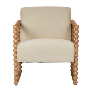 Bobbin Fabric & Oak Timber Armchair, Natural / Beige by Florabelle, a Chairs for sale on Style Sourcebook