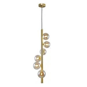 Midday Glass & Metal Vertical Pendant Light, 6 Light, Gold by Vencha Lighting, a Pendant Lighting for sale on Style Sourcebook