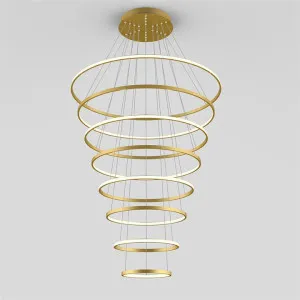Crown LED 8 Ring Pendant Light, 3000K, Gold by Vencha Lighting, a Pendant Lighting for sale on Style Sourcebook