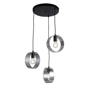 Galaxy Glass & Metal Cluster Pendant Light, 3 Light, Black by Vencha Lighting, a Pendant Lighting for sale on Style Sourcebook